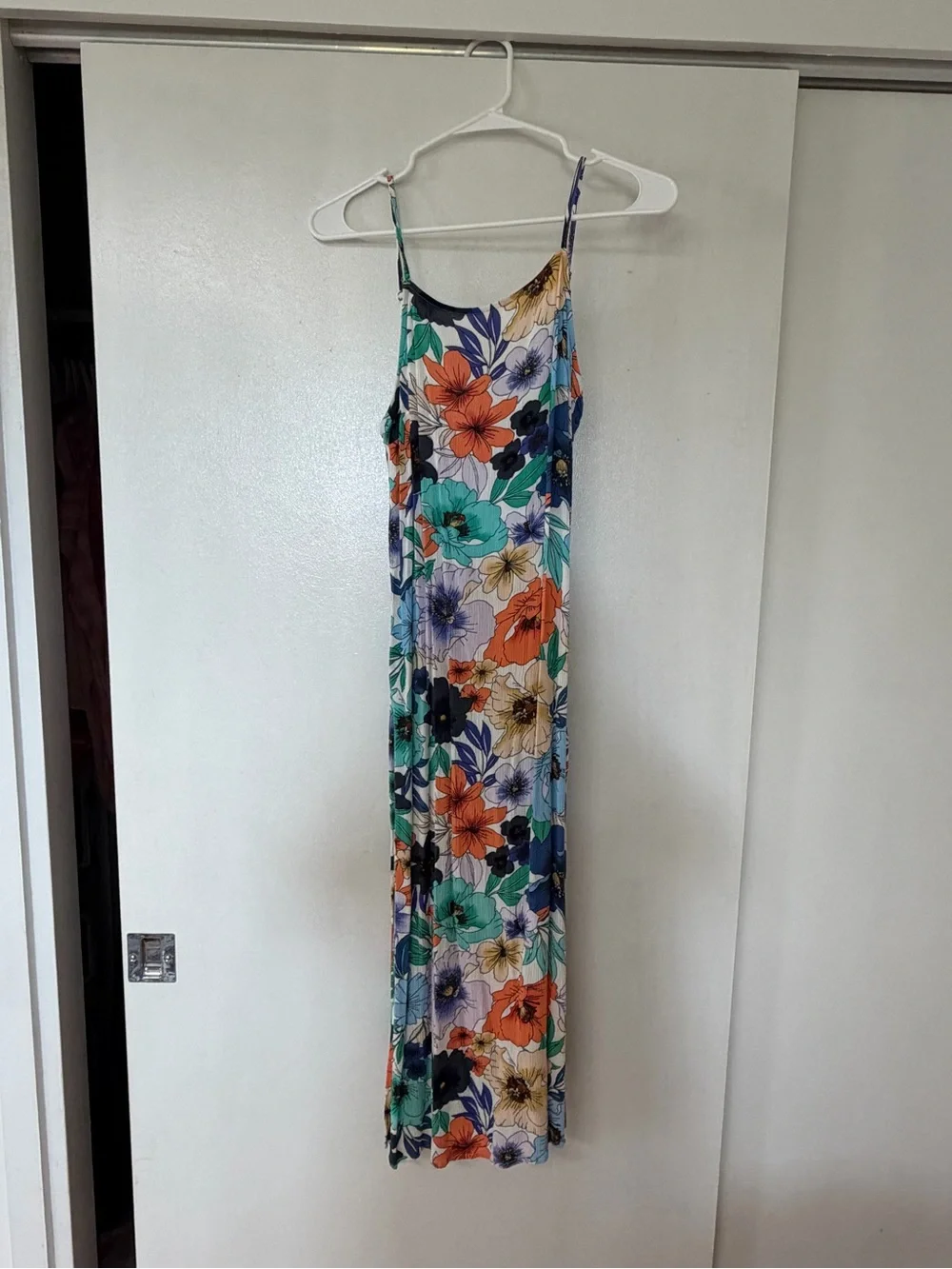 O'Neill Floral Slip Midi Dress in Teal, Orange, Navy & White - Picture 4 of 4